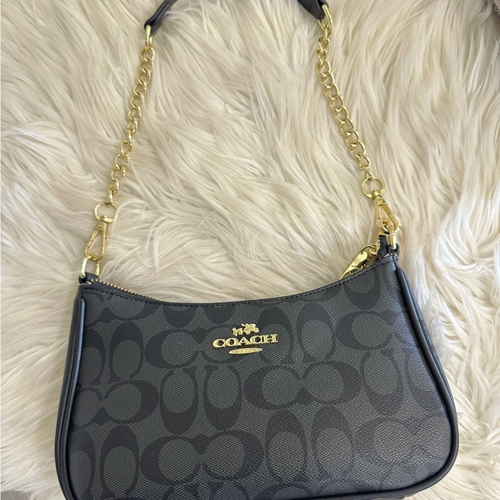 Coach Gray and Gold Shoulder Bag